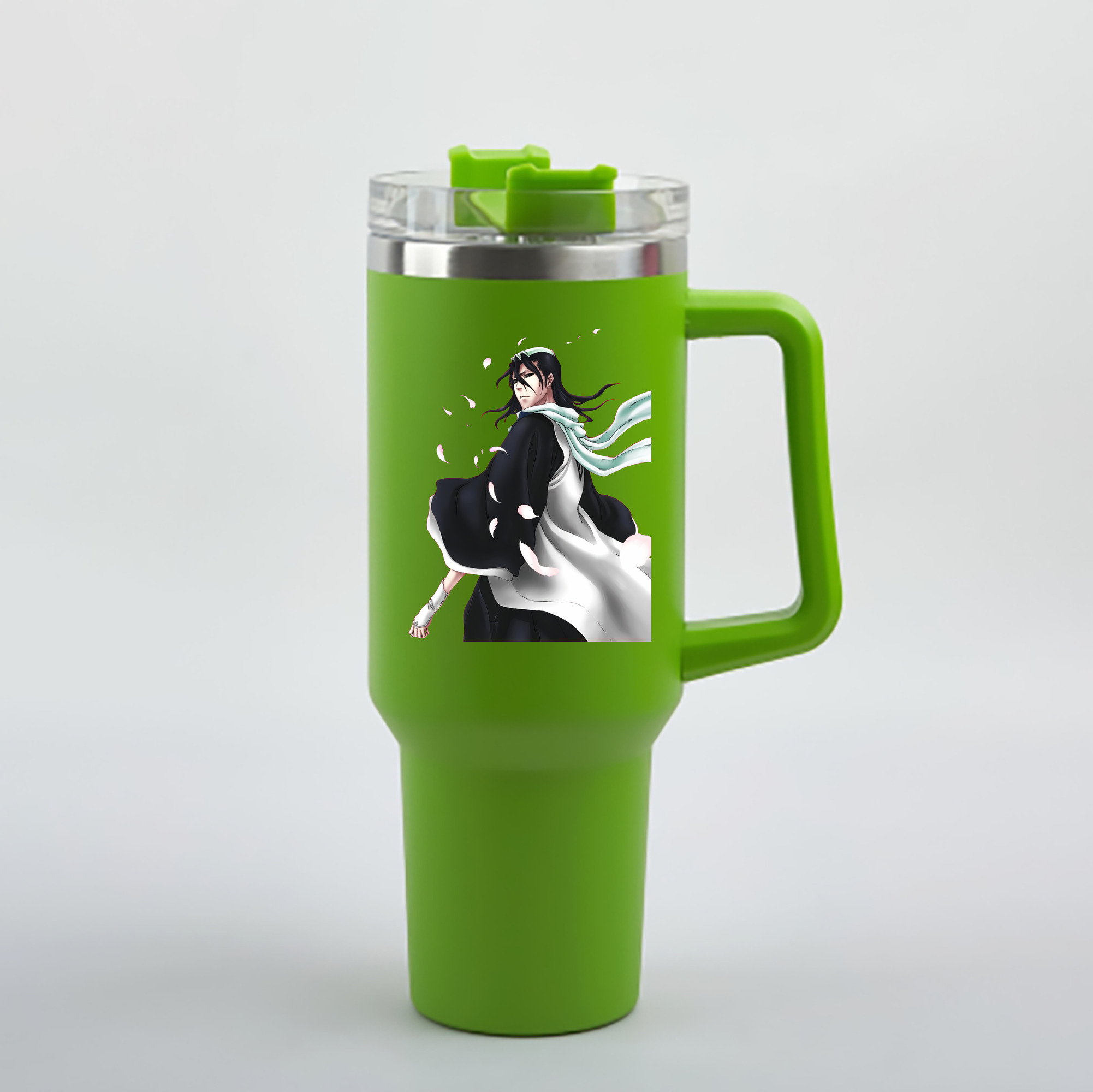 （画像用） ブリーチ くちき びゃくや BLEACH Kuchiki Byakuya 1200mL車用タンブラー - クリスタルステッカー（プラスチックストロー付き）